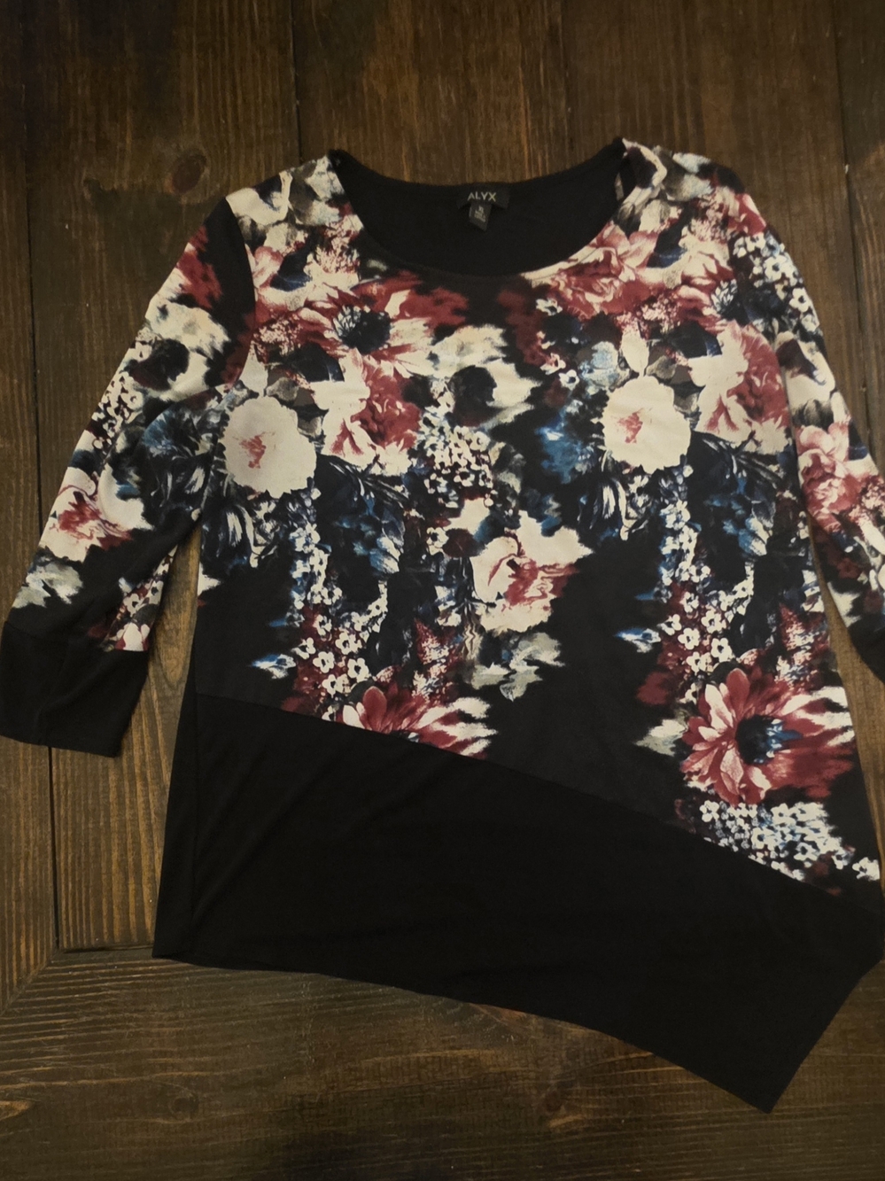 ALYX Women's Black Floral Asymmetric Top